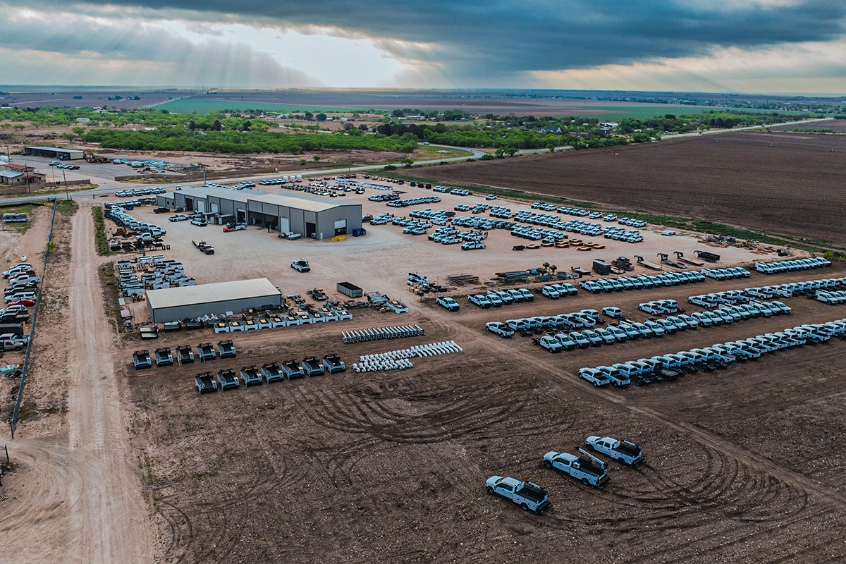 Double Barrel Fabrication dealership aerial view